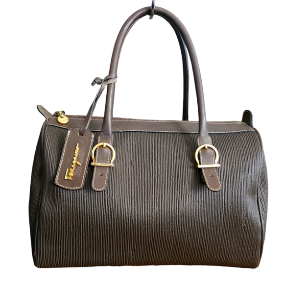 Salvatore Ferragamo Handbags - Vintage Salvatore Ferragamo Leather Satchel Bag /Purse AG21 2200 Dark Brown